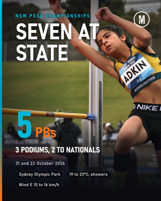 Three podiums, five PBs and two to Nationals at the NSW PSSA Championships