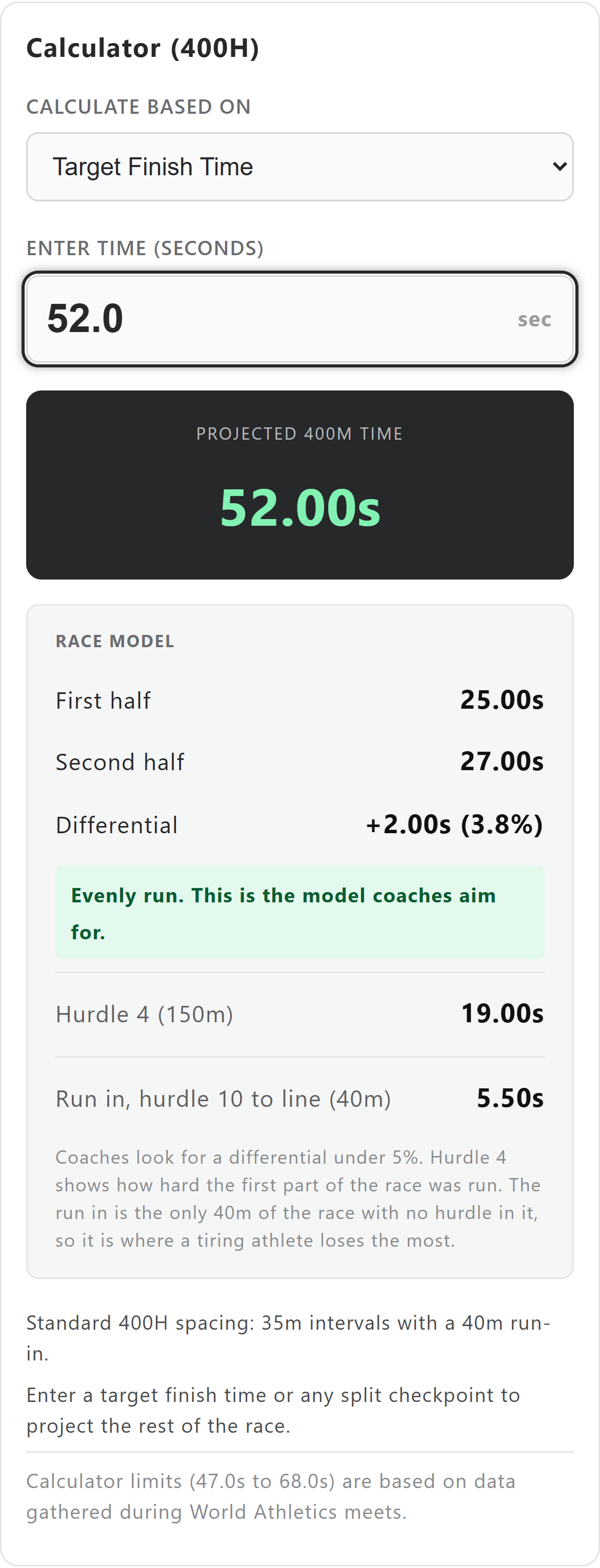 MESSA Hurdle Timer and Race Pace Calculator