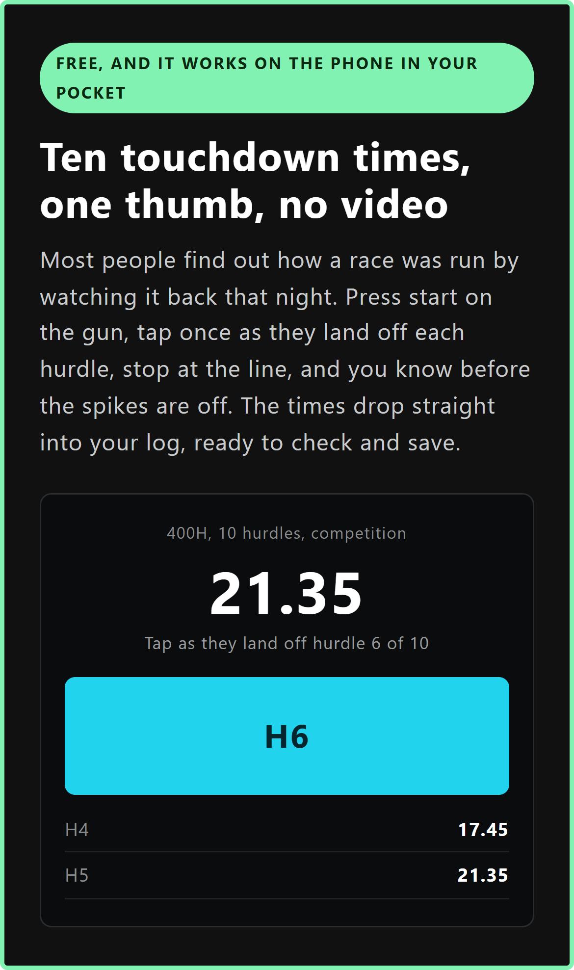MESSA Hurdle Timer and Race Pace Calculator