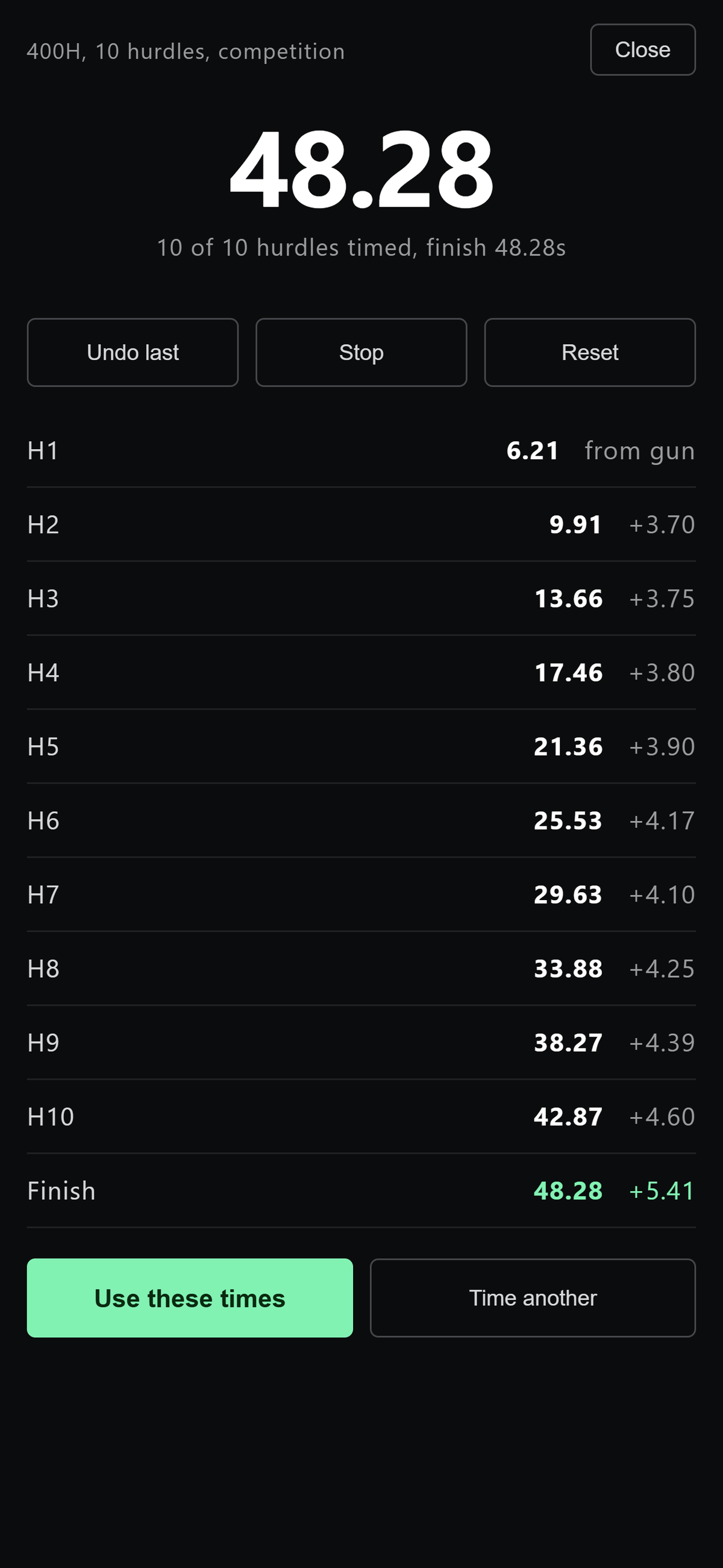 MESSA Hurdle Timer and Race Pace Calculator