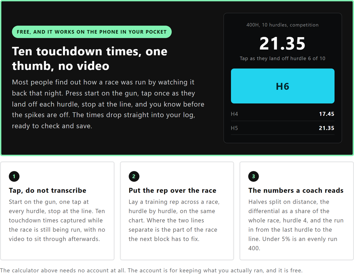MESSA Hurdle Timer and Race Pace Calculator