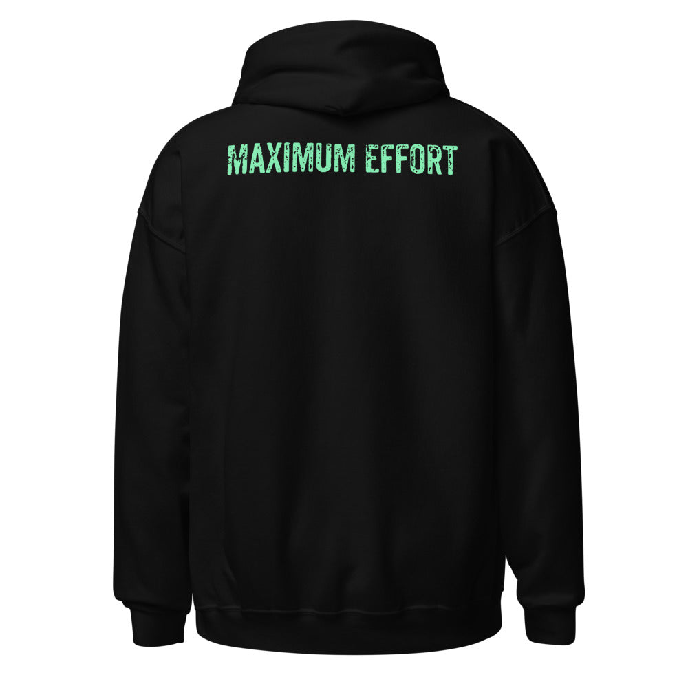 Maximum Effort Hoodie, Black with mint MAXIMUM EFFORT back print