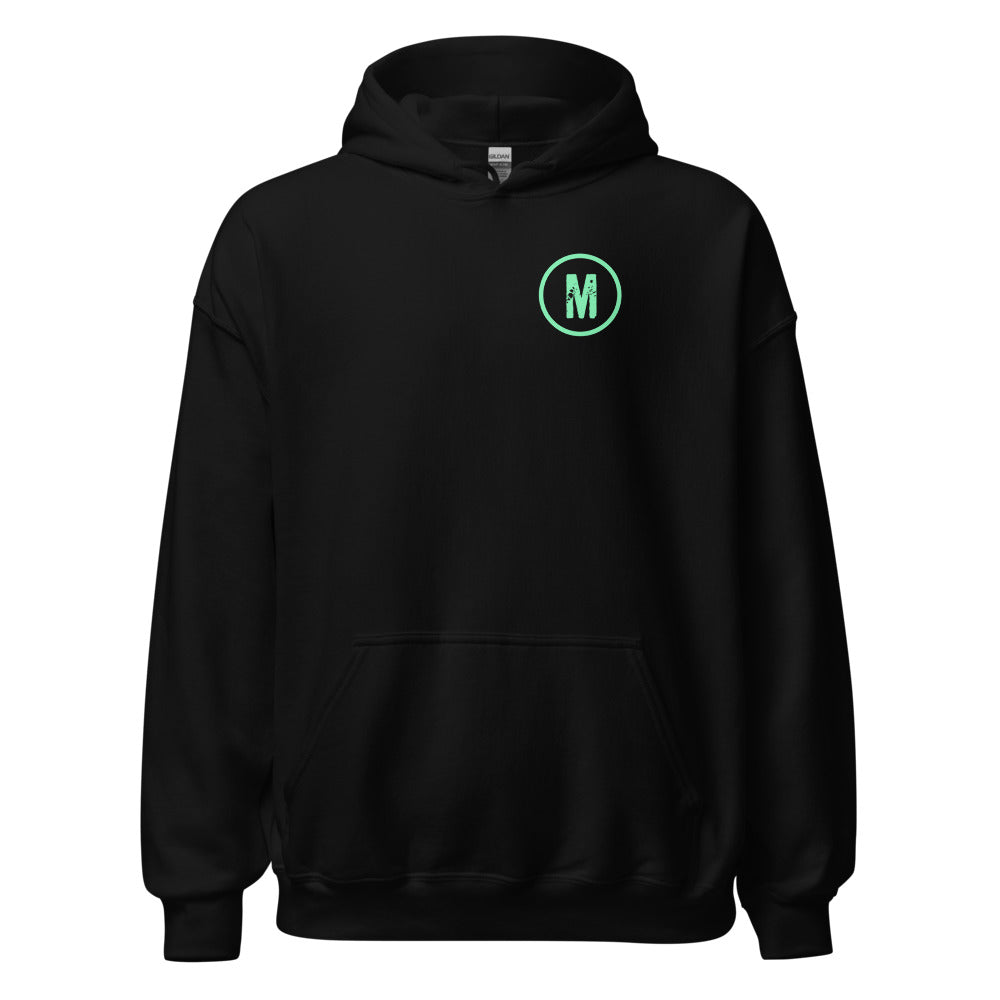 Maximum Effort Hoodie, Black with mint M on the left chest