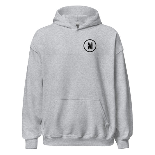 Maximum Effort Hoodie, Sport Grey with black M on the left chest